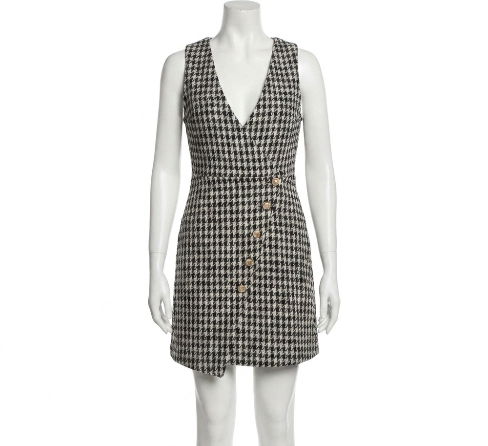 NEW APRICOT houndstooth mini dress in black